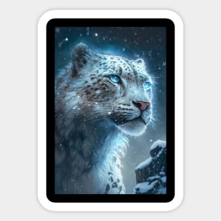 Snow Leopard Animal Portrait Painting Wildlife Outdoors Adventure Sticker